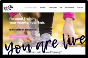 Foto van de website Personal training voor vrouwen aan huis. Above the fold